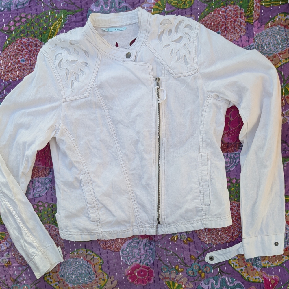 White Embroidered Women's Jacket